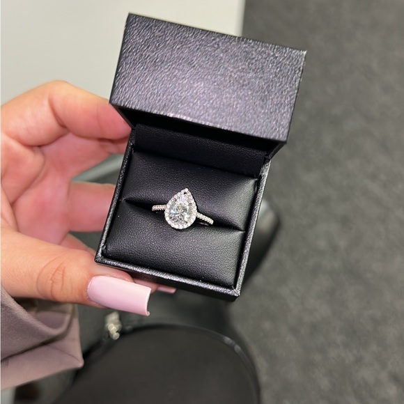 Pear Cut Engagement Ring 925 Sterling Silver - Picture 1 of 5